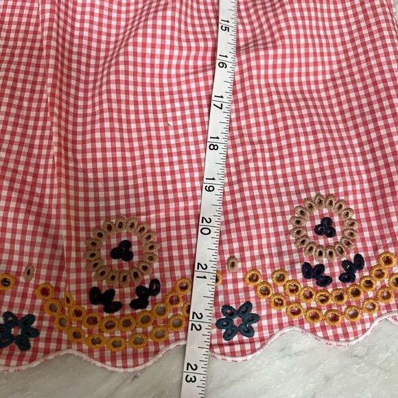 Madewell Tank Top Red White Embroidered Checkered Gingham Sleeveless Sz XS - Picture 8 of 8